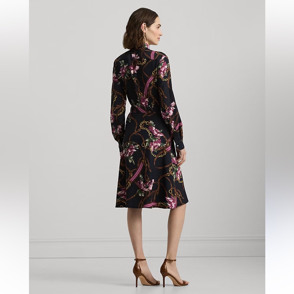 NWT Lauren Ralph Lauren Print Crepe Shirt Dress - Picture 5 of 10